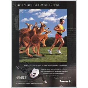 Panasonic‎ CD Jogger Portable Player Kangaroo Runner Vintage Print Ad 1999